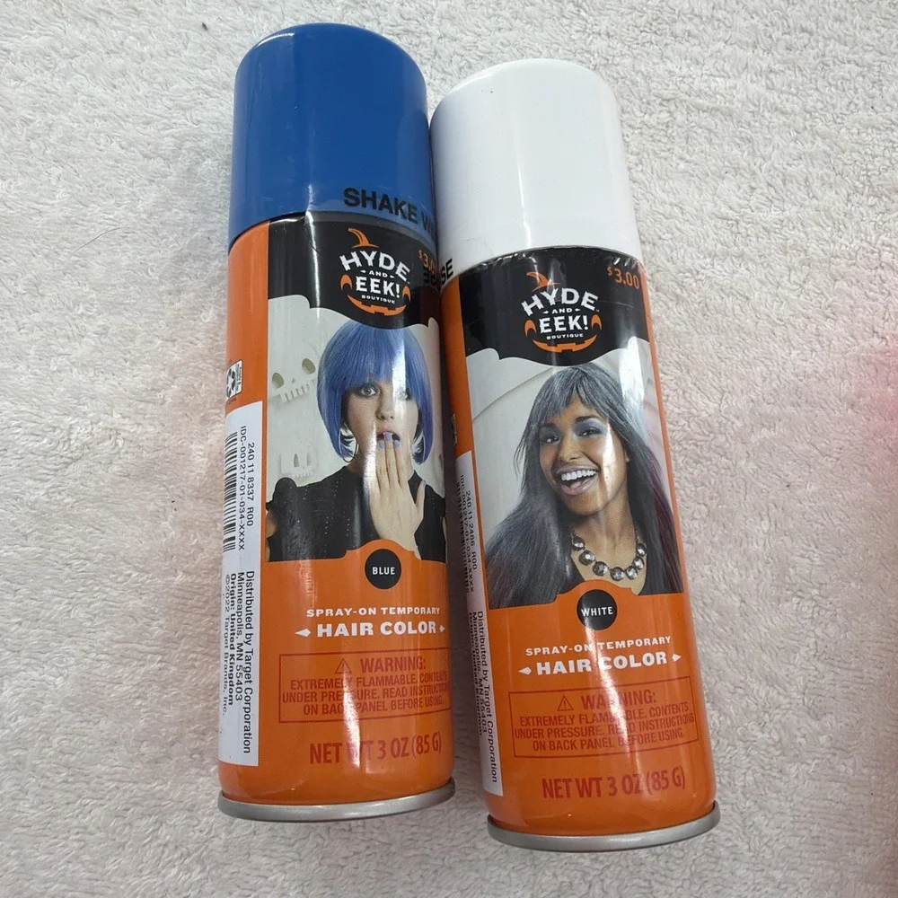 Hyde & EEK Temporary Hair Color Spray Washable Halloween 6 Bottles Different